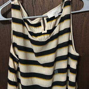 LOFT Cream Black and Mustard Striped Sleeveless Camisole